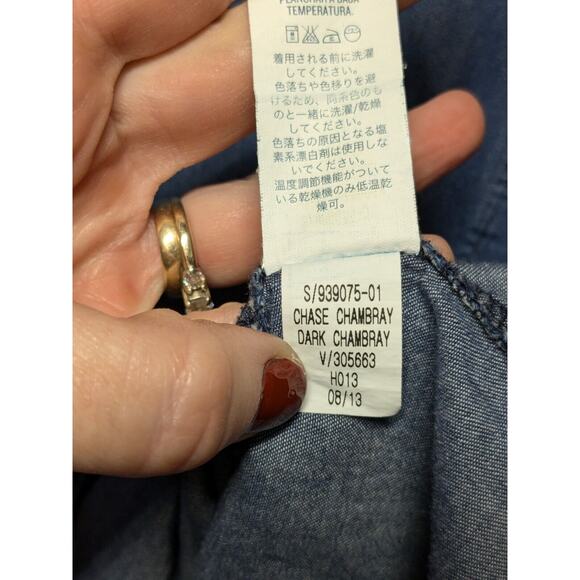 Old Navy Wmns Sz S Dark Blue Chambray Jean Long Sleeve Tunic Top Cowboy Western - Picture 4 of 7